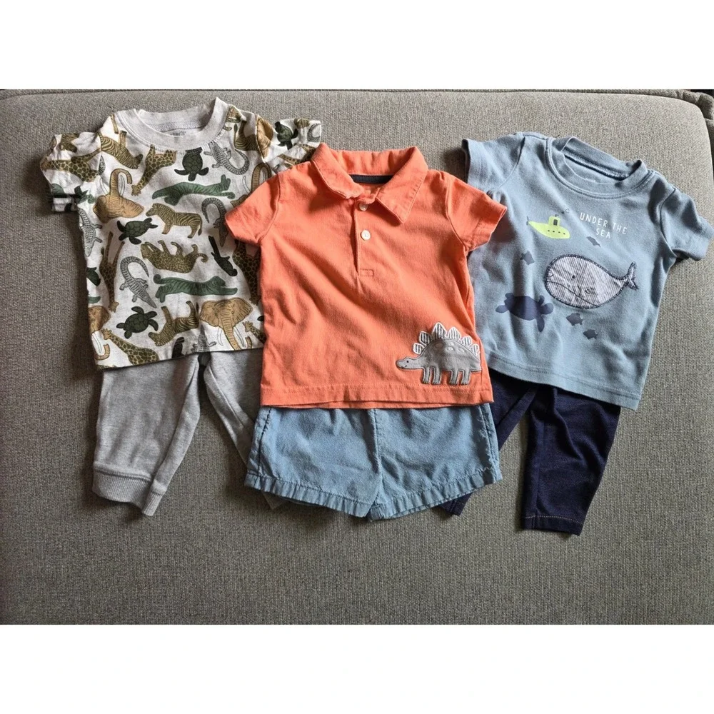Just One You by Carters Baby Boy 6M 3 Outfit Bundle Dinosaur Safari Sea‎ Animal